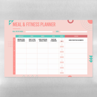 Weekly Planner - Meals & Fitness Pink Magnetic Dry Erase Sheet