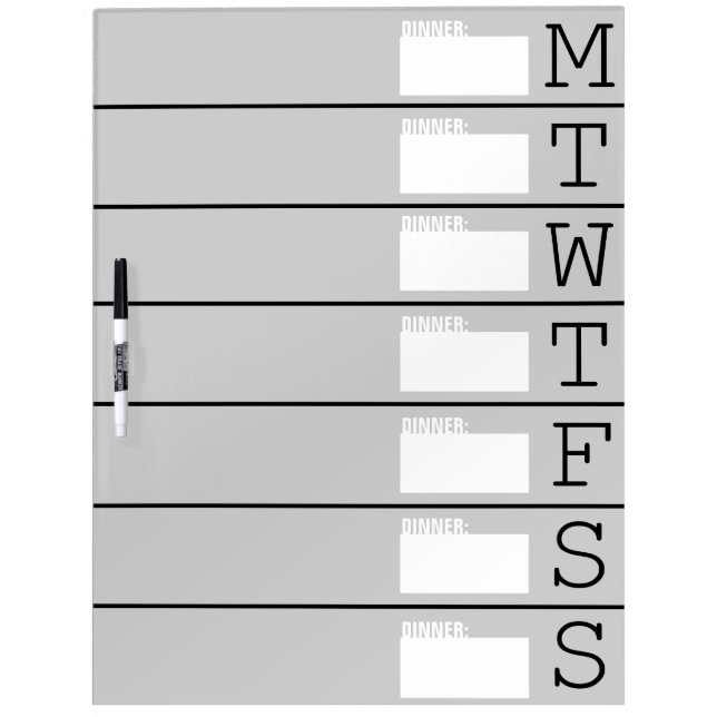 Weekly Planner / Menu - Large Dry Erase Board (Front)