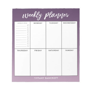 Weekly Planner Modern Script Purple Ombre Notepad