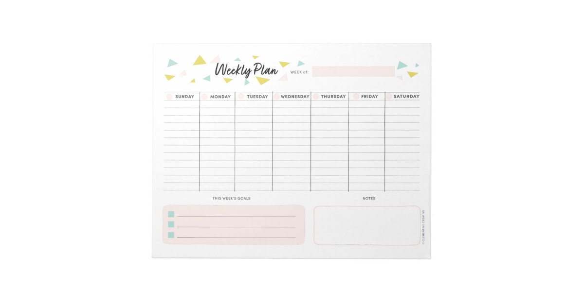 Weekly Planner - Modern Triangles Notepad | Zazzle