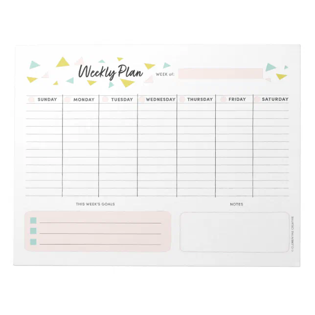 Weekly Planner - Modern Triangles Notepad | Zazzle