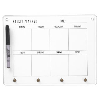 Weekly Planner, Monday Start Dry Erase Board With Keychain Holder
