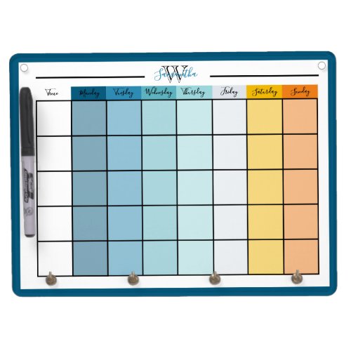 Weekly Planner Monogram Dry Erase Board With Keychain Holder