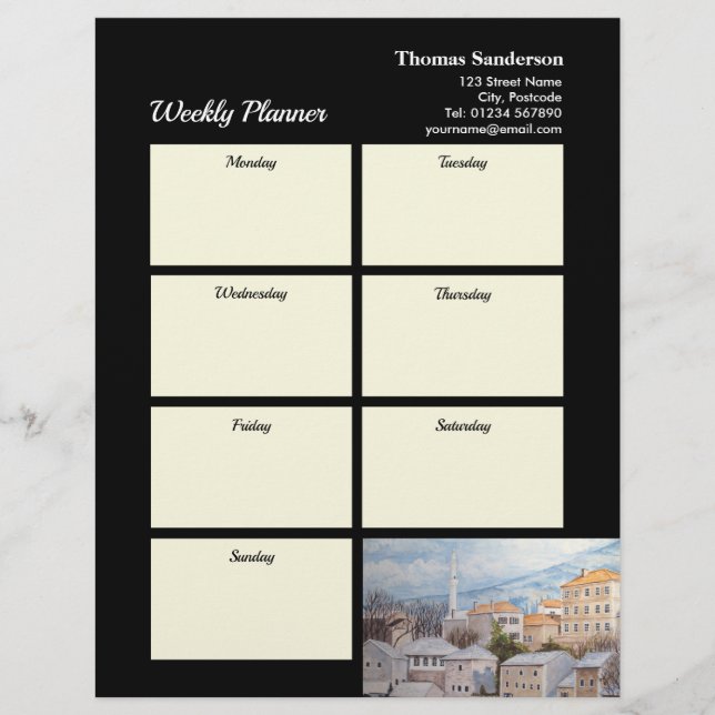Weekly Planner Mostar City Bosnia Architecture Letterhead (Front)