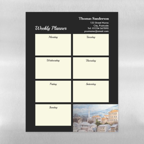 Weekly Planner Mostar City Bosnia Architecture Magnetic Dry Erase Sheet