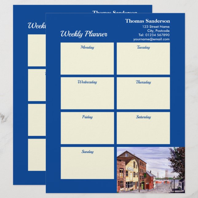 Weekly Planner New Bedford Massachusetts Painting Letterhead (Front/Back)