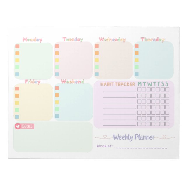 Weekly Planner Notepad (Front)
