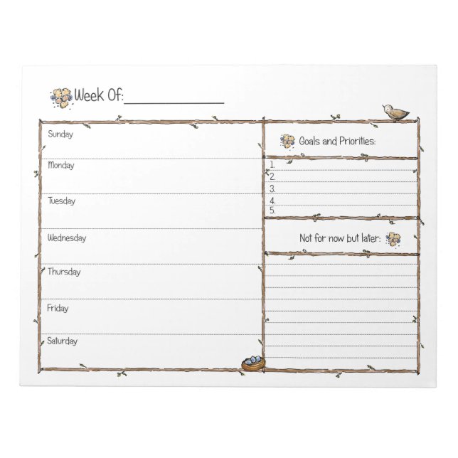 Weekly Planner Notepad (Front)
