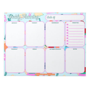Weekly Planner Notepad Cozy Book Lovers Pattern