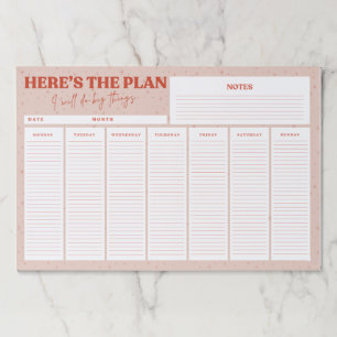 Weekly planner notepad, Days of the week notepad Paper Pad