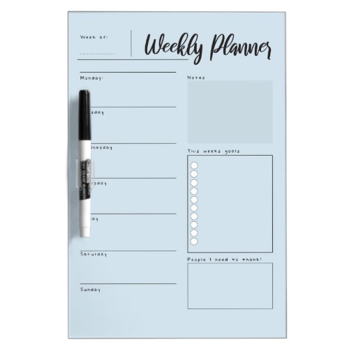 Weekly planner notepad dry erase board