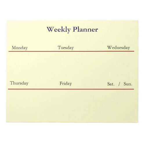 Weekly Planner Notepad White