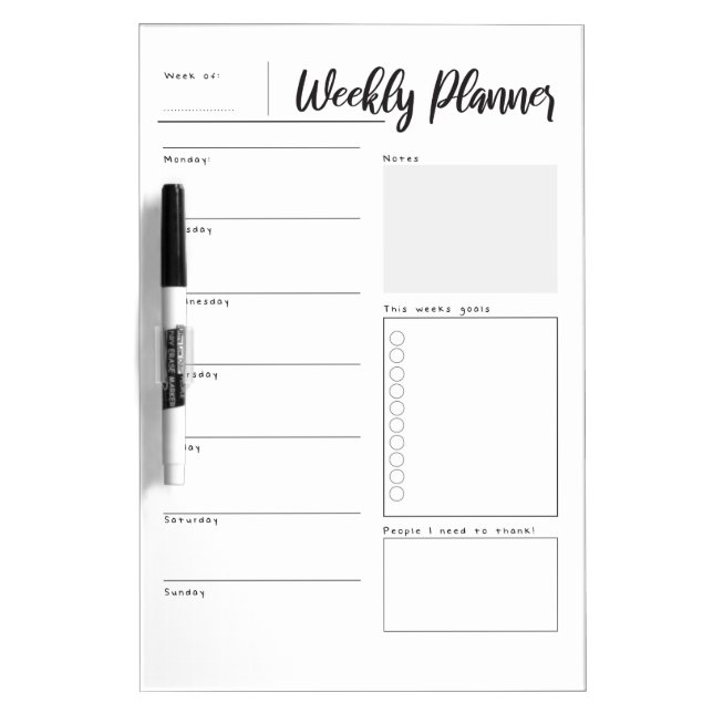 Weekly planner organiser home and family dry erase board (Front)