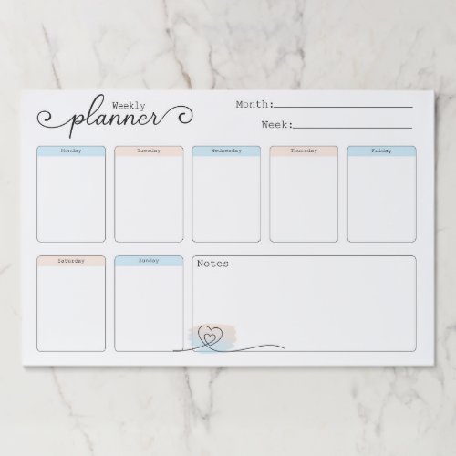 Weekly Planner Organizer Calendar Tear Away Paper Pad