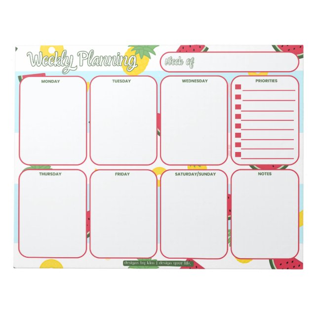 Weekly Planner | Pineapple Watermelon Pattern Notepad (Front)