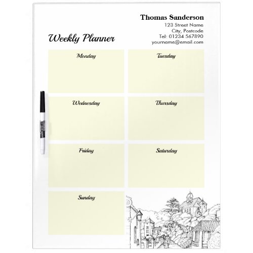 Weekly Planner Portmeirion North Wales Pen Ink Dry Erase Board