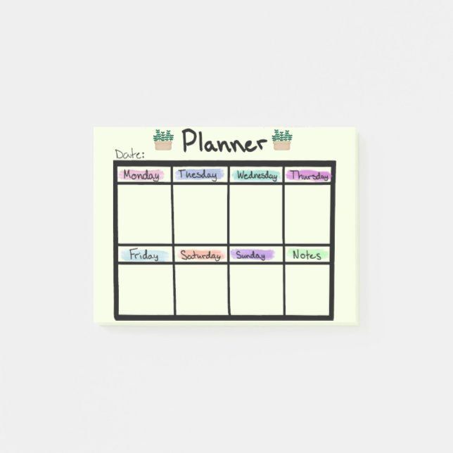 Weekly Planner Post it Notes (Front)
