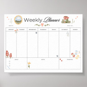 Weekly Planner Printable Cozy Home Tracker Poster