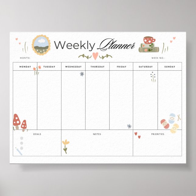 Weekly Planner Printable Cozy Home Tracker Poster (Front)