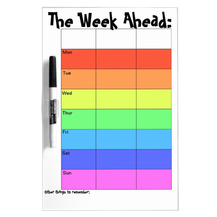 Weekly Planner Rainbow DryErase Board Zazzle