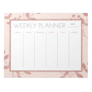 Weekly Planner Rose Gold Notepad by charmingink at Zazzle