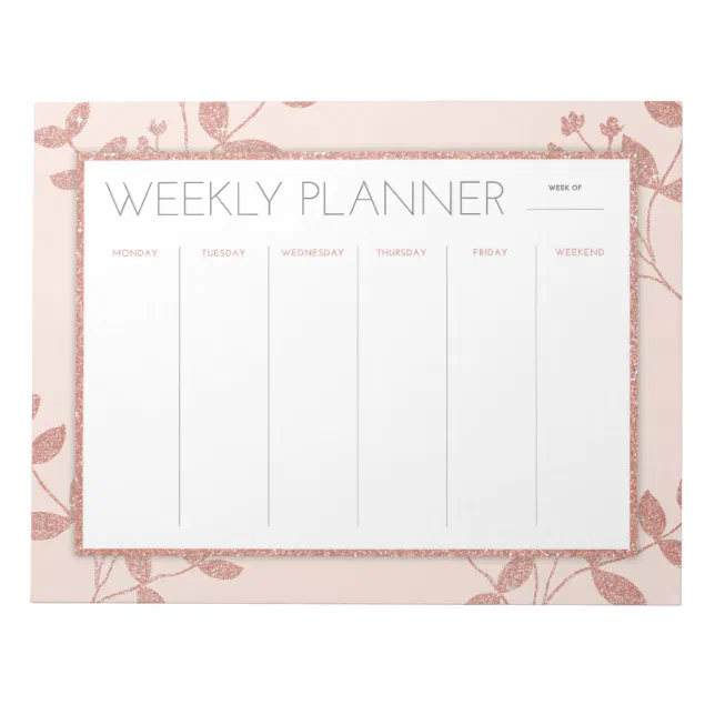 Weekly Planner Rose Gold Notepad | Zazzle