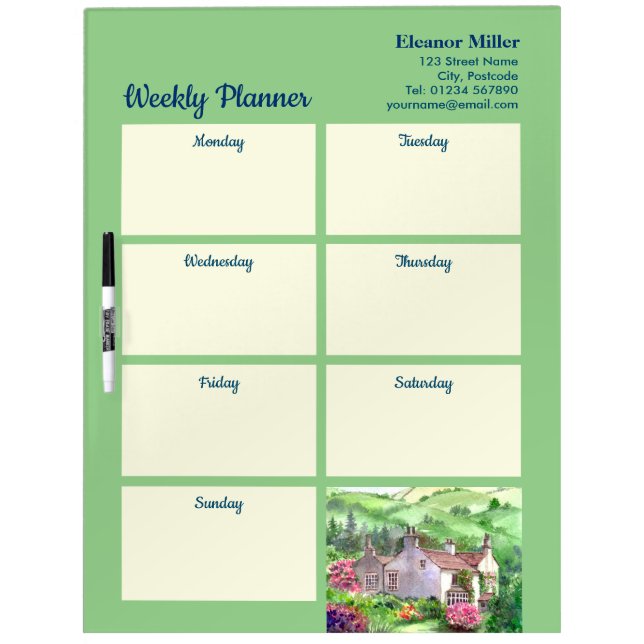 Weekly Planner Rydal Mount William Wordsworth Home Dry Erase Board (Front)