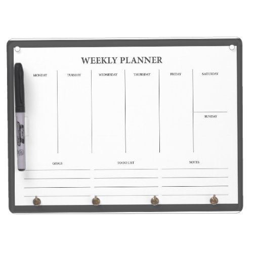 Weekly planner schedule dry erase board with keychain holder