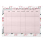 Weekly Planner Schedule Pink Flowers White Notepad at Zazzle