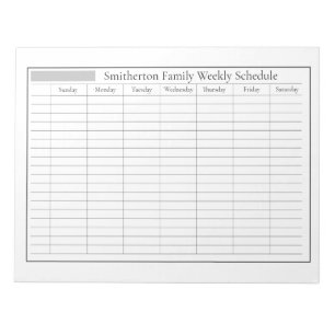 Weekly Planner Schedule White Gray Notepad