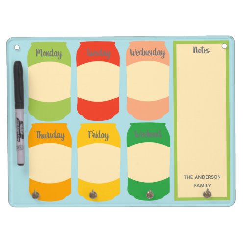 Weekly Planner Seltzer Cans Personalized Dry Erase Board With Keychain Holder