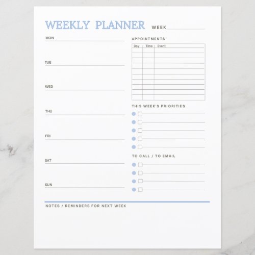 Weekly Planner Simple Page