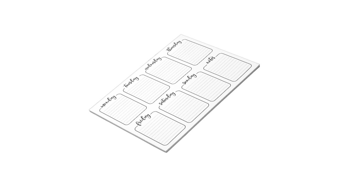 Weekly Planner Simple White Tear Away Calendar Notepad Zazzle com