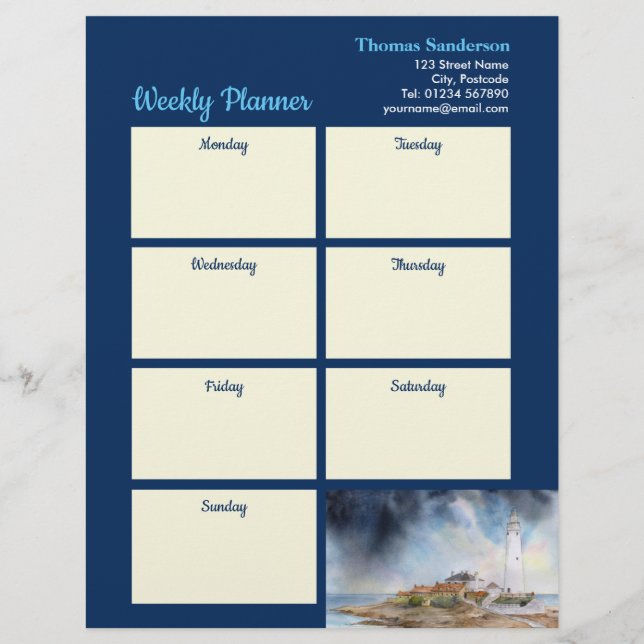 Weekly Planner St Marys Lighthouse Whitley Bay UK Letterhead (Front)