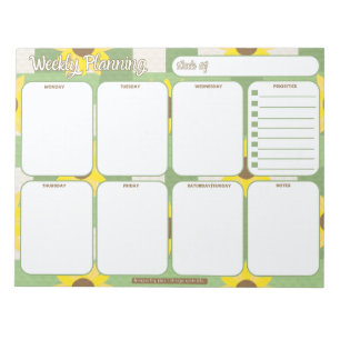 Weekly Planner   Sunflower Plaid Pattern Notepad