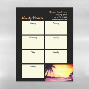 Weekly Planner Sunset in Tropics Painting Magnetic Dry Erase Sheet