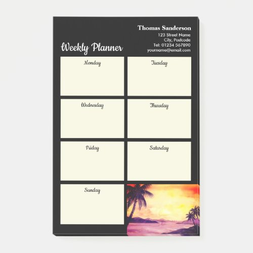 Weekly Planner Sunset in Tropics Painting Post_it Notes