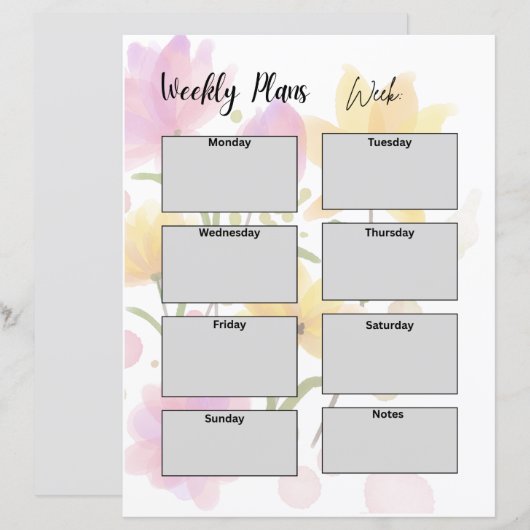 WEEKLY PLANNER TEMPLATE (Front/Back)