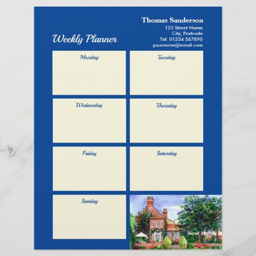 Weekly Planner The Manor House Heslington York Letterhead