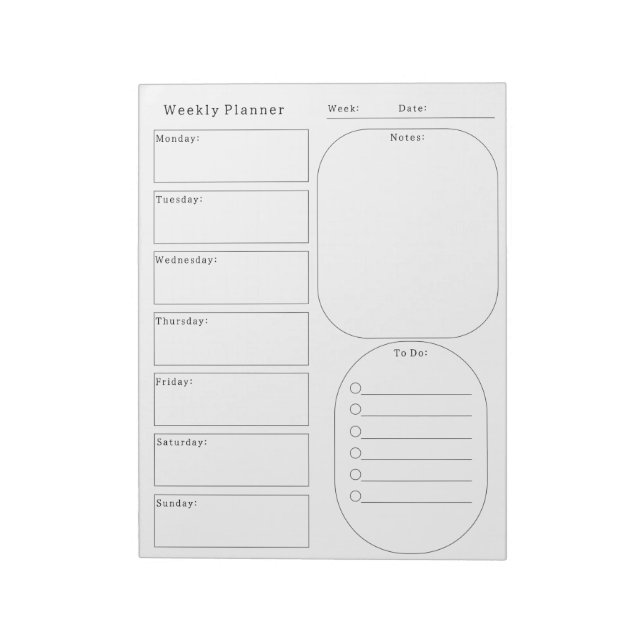 Weekly Planner & To Do List For Organising Notes (Rotated)