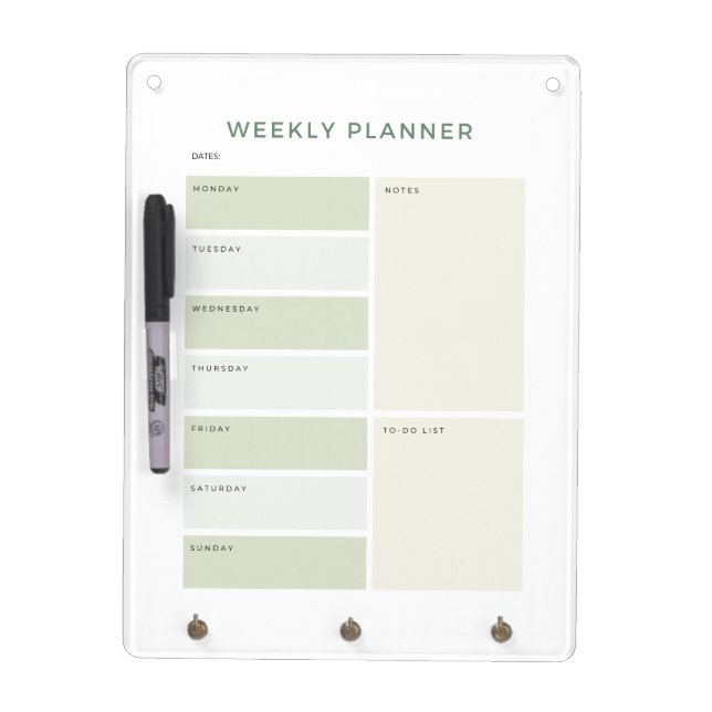 Weekly Planner To Do List Monday Sunday Schedule Dry Erase Board (Front)