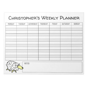 Weekly Planner to Personalise with Name Choice. Notepad