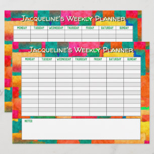 Weekly Planner to Personalise with Name on a Card