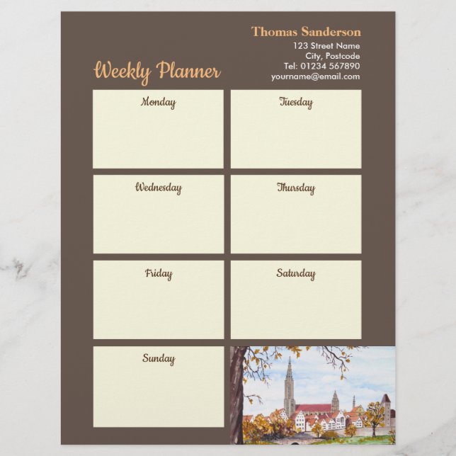 Weekly Planner Ulm Cathedral in Germany Painting Letterhead (Front)