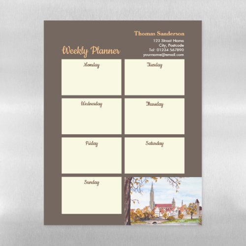 Weekly Planner Ulm Cathedral in Germany Painting Magnetic Dry Erase Sheet