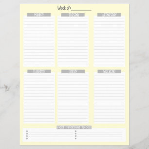 Weekly Planner   Undated To-Do List (Yellow) Flyer
