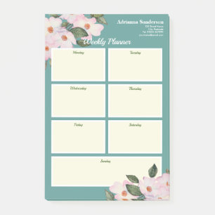 Weekly Planner Watercolor Pink Roses Ballerina Post-it Notes
