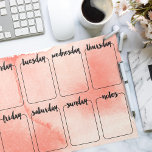 Weekly Planner Watercolor Wash Tear Away Calendar Notepad<br><div class="desc">Watercolor wash coral colors with black days of the week.</div>
