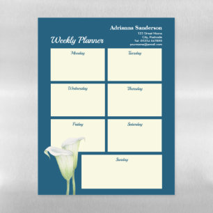 Weekly Planner White Calla Lily Illustration Magnetic Dry Erase Sheet