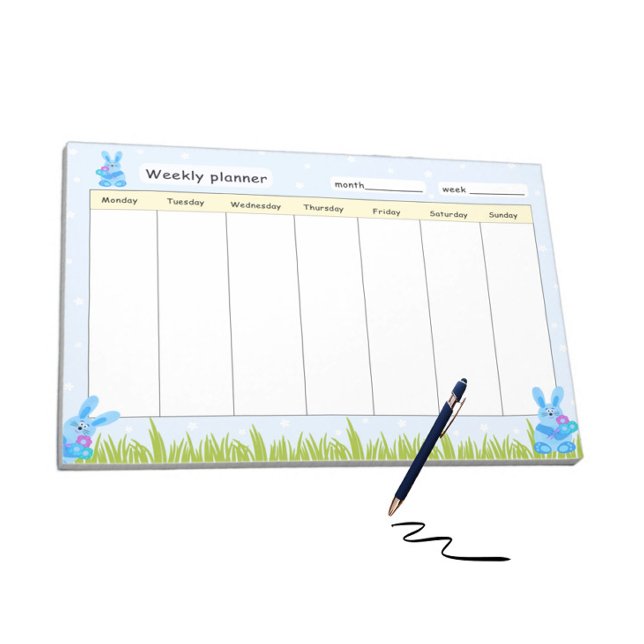 Weekly planner with blue bunnies notepad (Creator Uploaded)